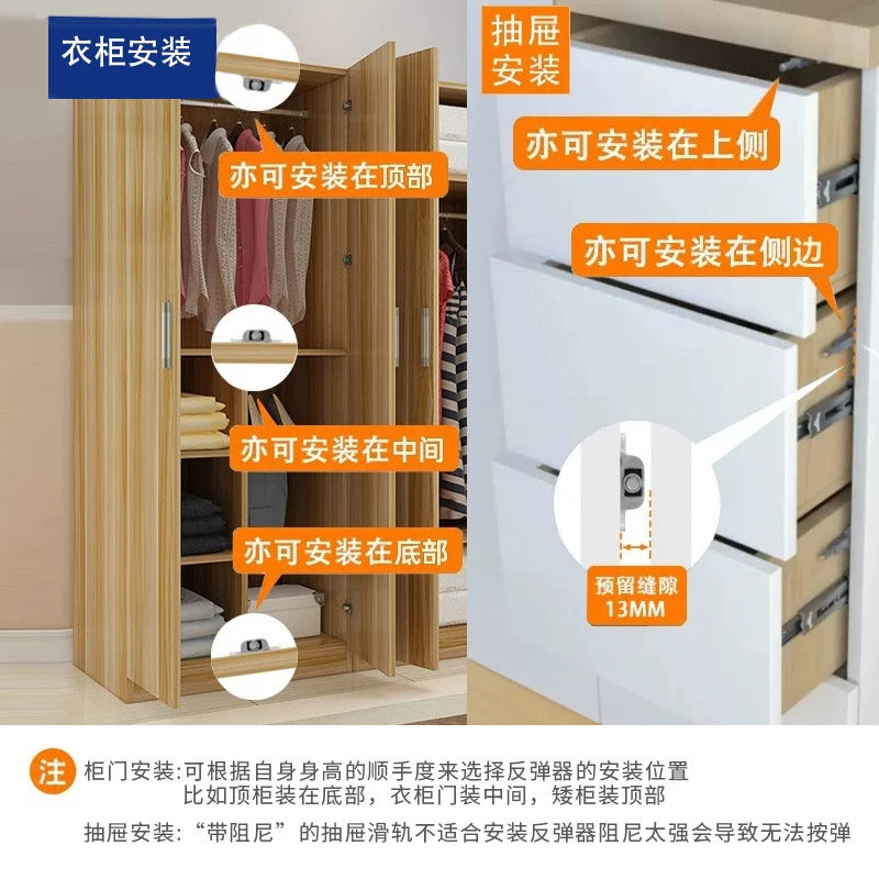 Push Latches for Cabinets 6 Pack Push to Open Cabinet Hardware Push Press Latch Kitchen Door Push-Release Latch