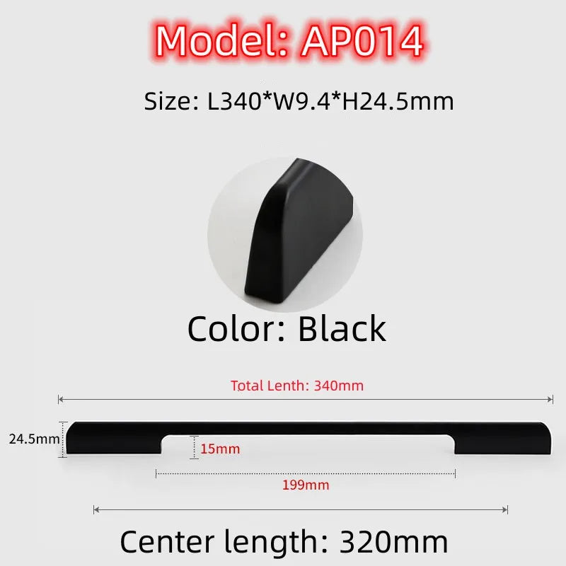 Long Simple Kitchen Cabinet Door Handles Aluminum Alloy Drawer Handle Pulls Wardrobe Cupboard Door Pull Furniture Hardwar Pulls