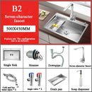 Stainless Steel Kitchen Sink Farmhouse Above Counter Undermounter Single Bowel Wash Basin With Gourmet Faucet Drain Accessories