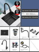 Household Black Sink for Kitchen Italian Metal Dry Handmade Kitchen Sinks Simple Small Light Luxury Kitchen Sinks for Bar