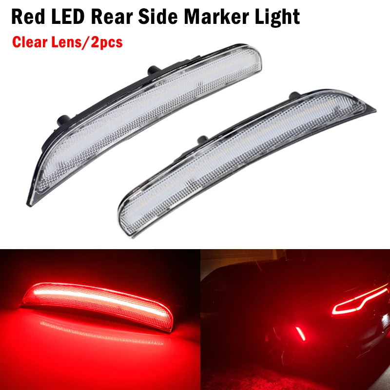 2pcs For 2015-2021 Dodge Charger Front Rear Bumper LED Side Marker Light Turn SignalLights/Driving Lights 12V