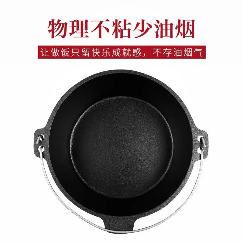 Cast iron Japanese soup rice stewing heavy pot uncoated non-stick stewpan electromagnetic cooker saucepan saucepot 30cm