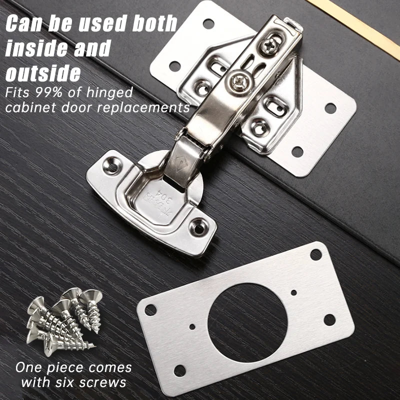 2-10Pcs Cabinet Hinge Repair Plate Kit Kitchen Cabinet Hinge Repair Plate Stainless Steel Hinge Door Hinge Mounting Fixing Plate