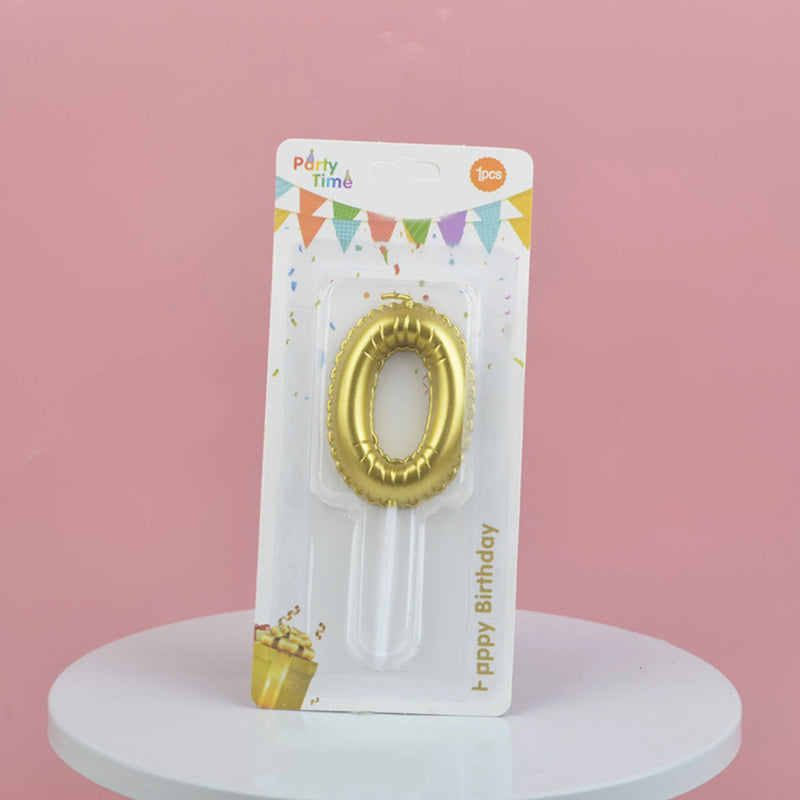 1Pc Festive Party Supplies Birthday Candles Digital Candle Cake Topper Gold Balloon Design Number 0-9 for Baking Dessert