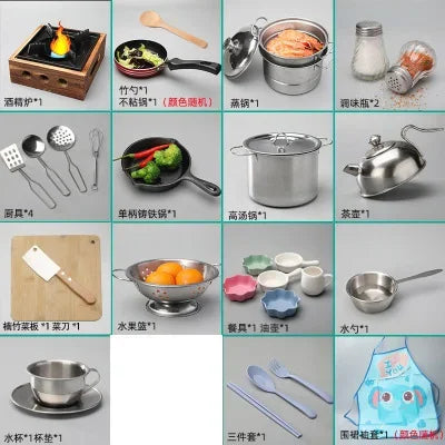 Dollhouse Mini Kitchen Furniture Toys Full Set Models for Doll House Kitchen Furniture Decorative Accessories