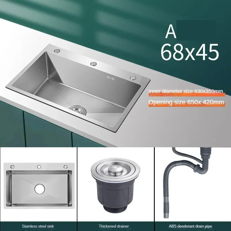 Stainless Steel Chinese Kitchen Sinks for Kitchen Sink Thickened Brushed Process Simple and Creative Kitchen Sink for Restaurant