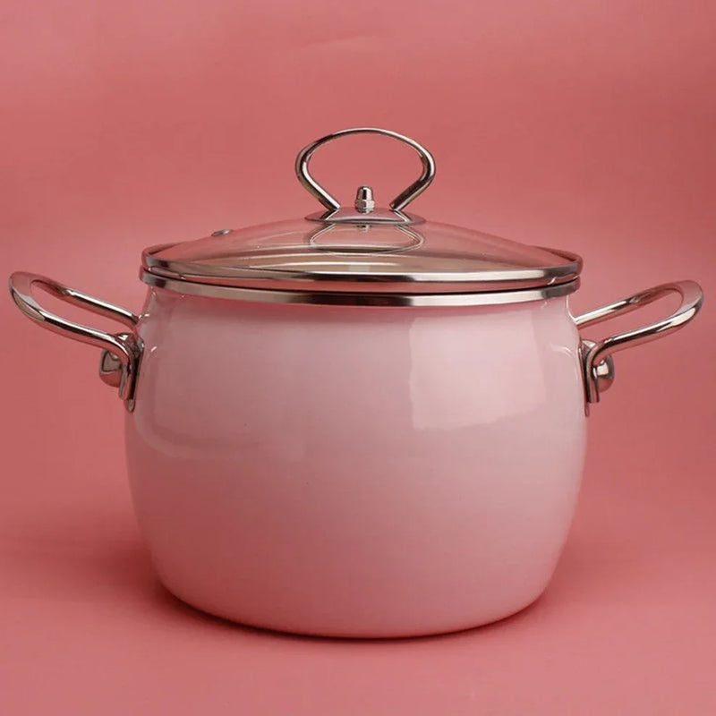 18CM Caliber Porcelain Enameled Soup Pot 3.2L Enameled Saucepan For Gas Induction Stewpan Multifunction Cooking Pot Kitchenware