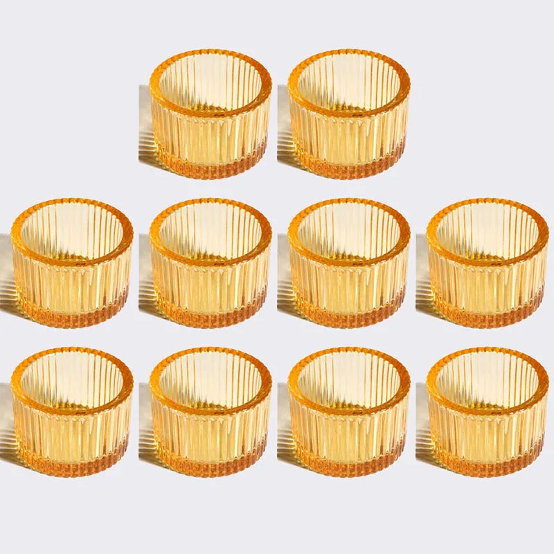 Pack of 10 Glass Small Tea Light Candle Holder for Table Decor,Home Decor,Church Housewarming Gifts Candle Pillar Holder Pink