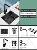 Household Black Sink for Kitchen Italian Metal Dry Handmade Kitchen Sinks Simple Small Light Luxury Kitchen Sinks for Bar