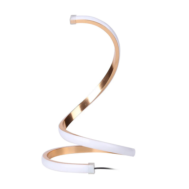 Nordic Indoor Table Lamp Modern Spiral Wave Shape Night Light Home Bedroom Hotel Bedside Lamp Acrylic Metal Wall LED Lighting