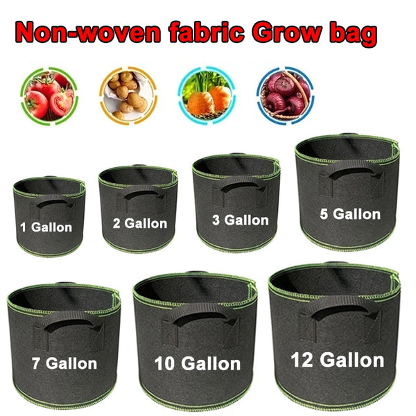 1-5Pcs Vegetable/Flower/Plant Grow Bags 1/2/3/5/7/10/12Gallons Thickened Non-Woven Grow Bags Aeration Fabric Pots with Handles