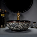 European Retro Bathroom Sinks Ceramic Home Bathroom Washbasins Countertop Basin Small Size Washing Sink Round Single Wash Basin