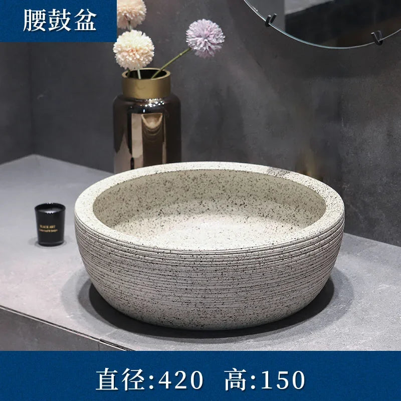 Modern Countertop Basin Vintage Bathroom Sinks Simple Ceramic Oval Washbasins Luxury Square Bathroom Washbasins Kitchen Sink GL
