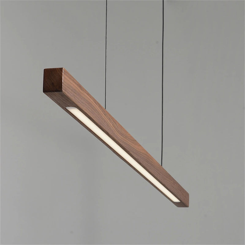 Wooden Pendant Lights Hanging Lamp Modern Table LED Long Linear Light Kitchen Island Lighting for Dining Living Room Office