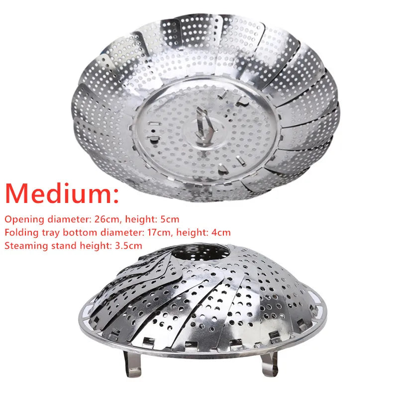 Multifunctional Steamer Plate Disk, Stainless Steel, Silver Magic, Retractable, Folding, Steaming Fruit