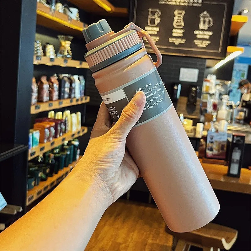 530ML/750ML Thermos Water Bottle Large capacity Stainless Steel Vacuum Flask Mug Portable Outdoor Thermal Mug Sports Drinks Cup