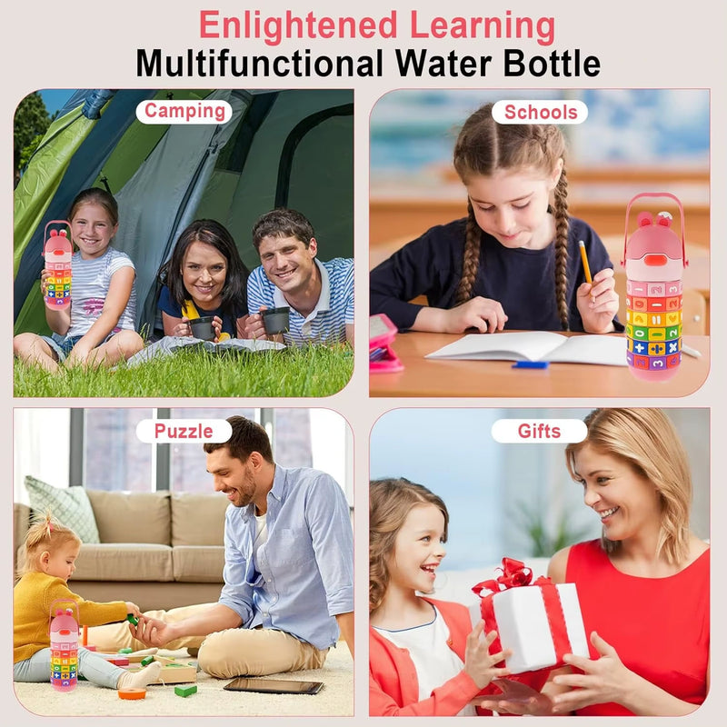 Children's Creative Cartoon Thermos Cup – Portable, Anti-Fall, with Straw – Cute and Educational Design - 430ml 14.5oz