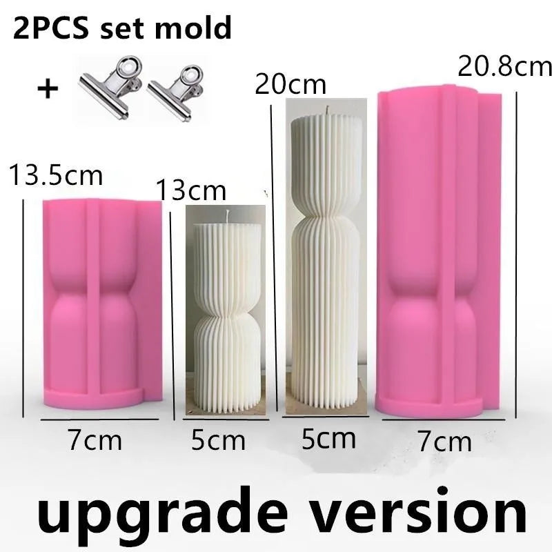 Upgraded Knot Cylindrical Candle Silicone Mold Bow Knot Stripe Cylindrical Candle Mold Vase Shape Candle Acrylic Plastic mold
