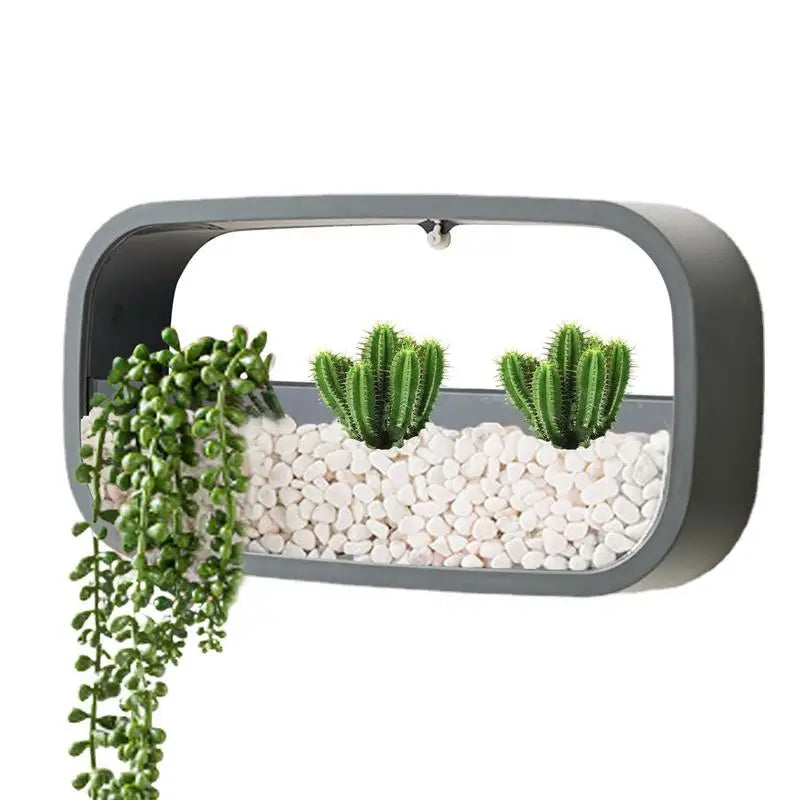 Wall Hanging Planter Rectangle Design Wall-Mounted Flower Pot Simple Stylish Geometric Wall Mounted Air Plants Pot Holder Decor