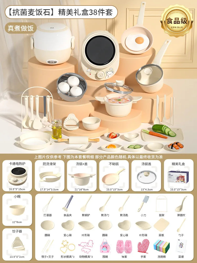 New 1pcs Mini Kitchenette Children'S Educational Toys Boy And Girl Pretend Play Kitchenette Real Cooking Full Set Chidren