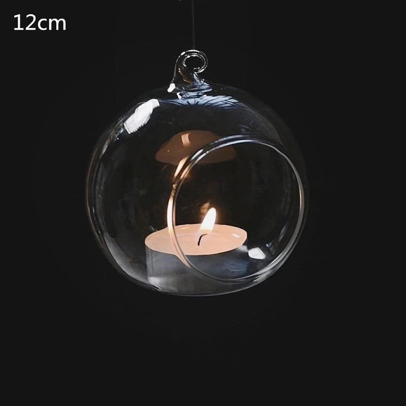 1Pcs Fashion Candle Holder Hanging Clear Globe Glass Terrarium Air Plant Decor for Your Family Dinner, Wedding, Party, etc