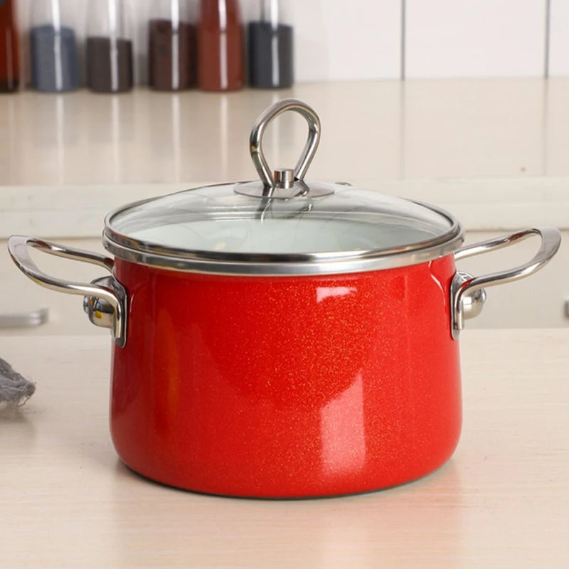 3L Enamel Pot High Style Porcelain Enameled Soup Pot Saucepan For Gas Induction Stewpan Multifunction Cooking Pot For Kitchen