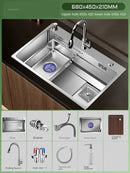Light Luxury Silver Nano Sink for Kitchen Modern Stainless Steel Three-hole Kitchen Sinks Creative Household Sinks for Balcony