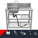Household Vegetable Washing Basin with Bracket Commercial Stainless Steel Kitchen Sinks Kitchen Workbench Washing Single Sink