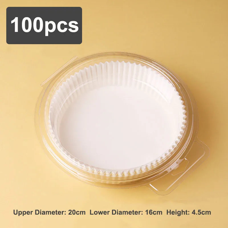 30/50/100pcs Air Fryer Disposable Paper Liner Non-Stick Mat Steamer Round Paper Baking Mats Kitchen Baking AirFryer Tools