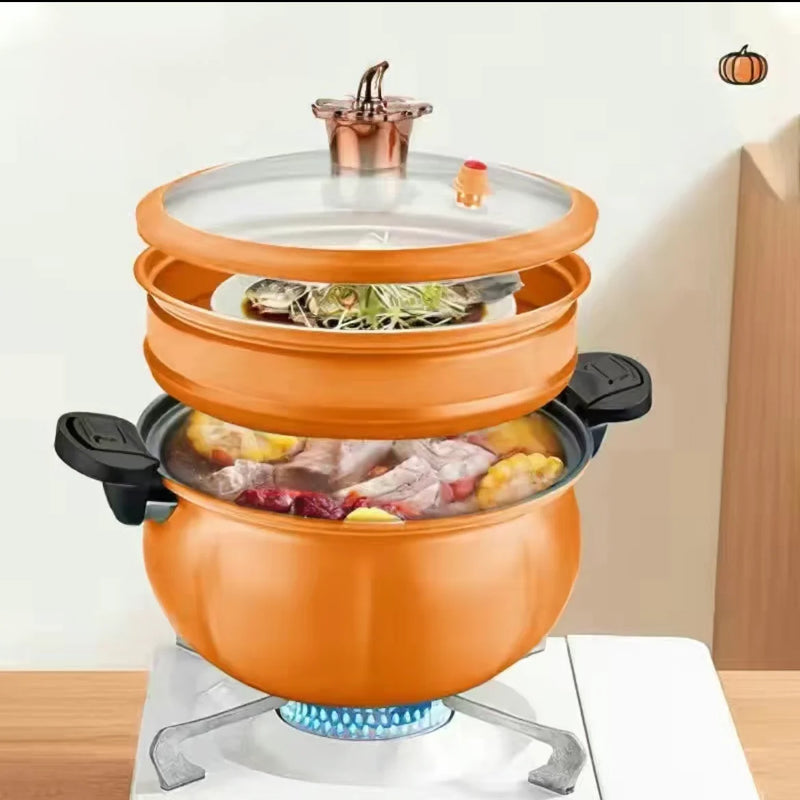 Slow Stewed Soup Pot，Pumpkin，Multifunctional Non Stick Pot for Gas Stove,Micro Pressure Pot, New Home Type Soup Pot, Universal