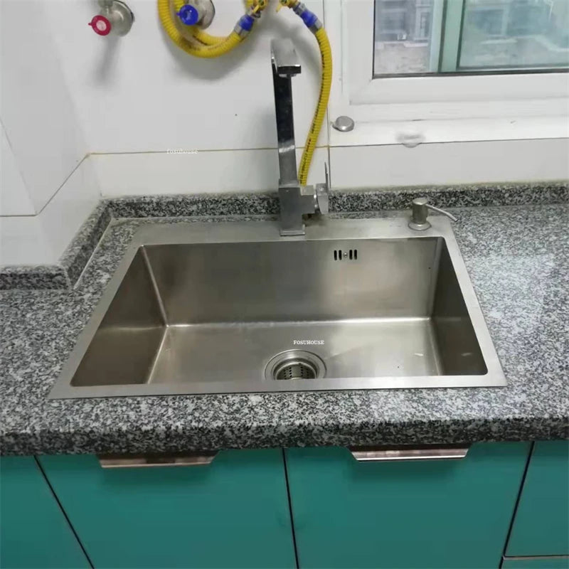 Modern Stainless Steel Kitchen Sinks Home Single Hole Kitchen Sink Under Counter Wash Basin Nano Handmade Kitchen Accessories