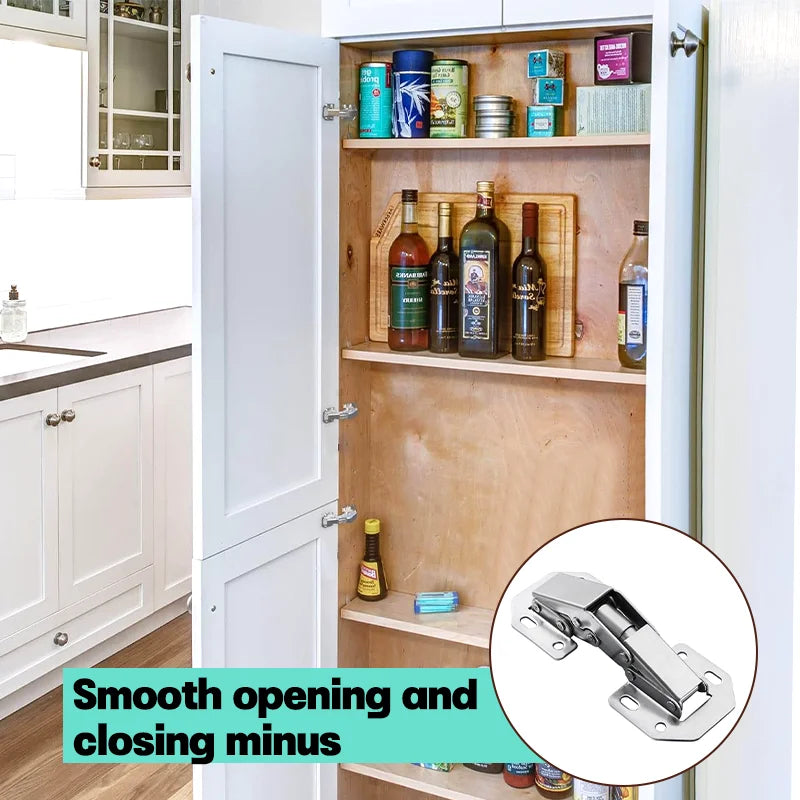 Steel Cabinet Hinges No-Drilling Slot Cabinet Door Bridge Hinges Kitchen Cabinet Cupboard Hinges Furniture Hardware Cushion Hing