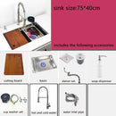 304 stainless steel undermount or Above Mount kitchen sink Washing Basin with Multifunctional waterfall kitchen faucet