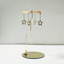 Stainless Steel Gold Round Disc Candlestick Christmas Gift Aromatherapy Running Horse Light Romantic Rotating Candle Holder