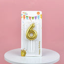 1Pc Festive Party Supplies Birthday Candles Digital Candle Cake Topper Gold Balloon Design Number 0-9 for Baking Dessert