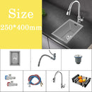 Small Gray Kitchen Sink Above Counter or Undermount 304 Stainless Steel Single Bowl Washing Basin Drain Accessories for Kitchen