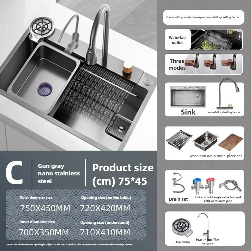 Kitchen Accessories Basin Large Thickened 304 Sink Stainless Steel Sink Single Vegetable Basin Dishwasher Table Stainless Steel