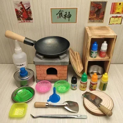 Dollhouse Mini Kitchen Furniture Toys Full Set Models for Doll House Kitchen Furniture Decorative Accessories