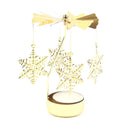 Golden Rotating Candle Holder Romantic Metal Tealight Candle Holder for Christmas Home Decoration Dinner Wedding Bar Party