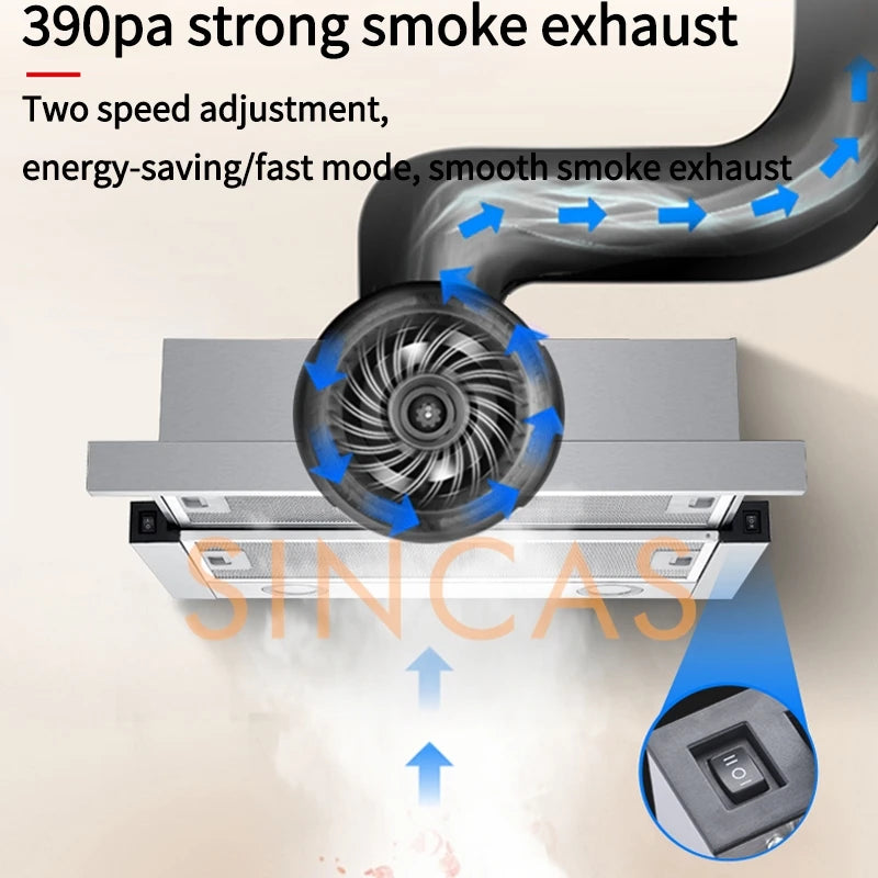 Range Hood For Kitchen Rental RoomTop Suction Kitchen Drainage Kitchen Ventilator Large Suction Exhaust Hood Pull  Easy to Clean