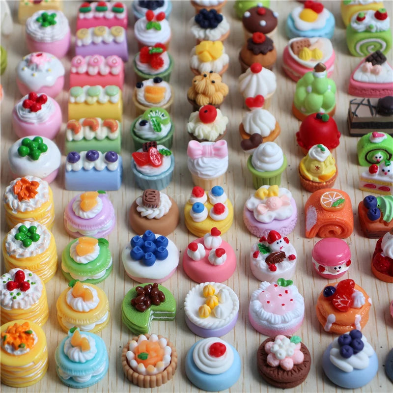 1/6 Scale Assorted Miniature Dollhouse Cake Mini Food for Doll Pretend Play Kitchen Toy Accessories
