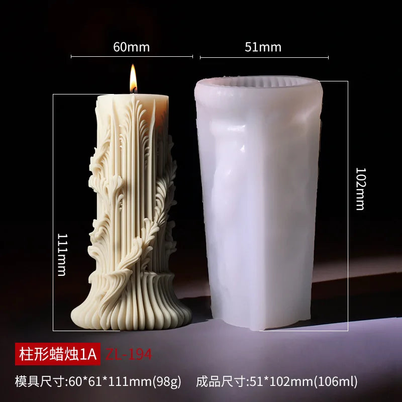 Wave cylindrical candle silicone mold with irregular geometric shape twisted stripes cylindrical candle mold resin gypsum mold