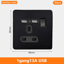 Eu Black Retro Toggle Wall Light Switch belt. Antique Switch socket with USB charging. 220V1gang2way Speed control switch