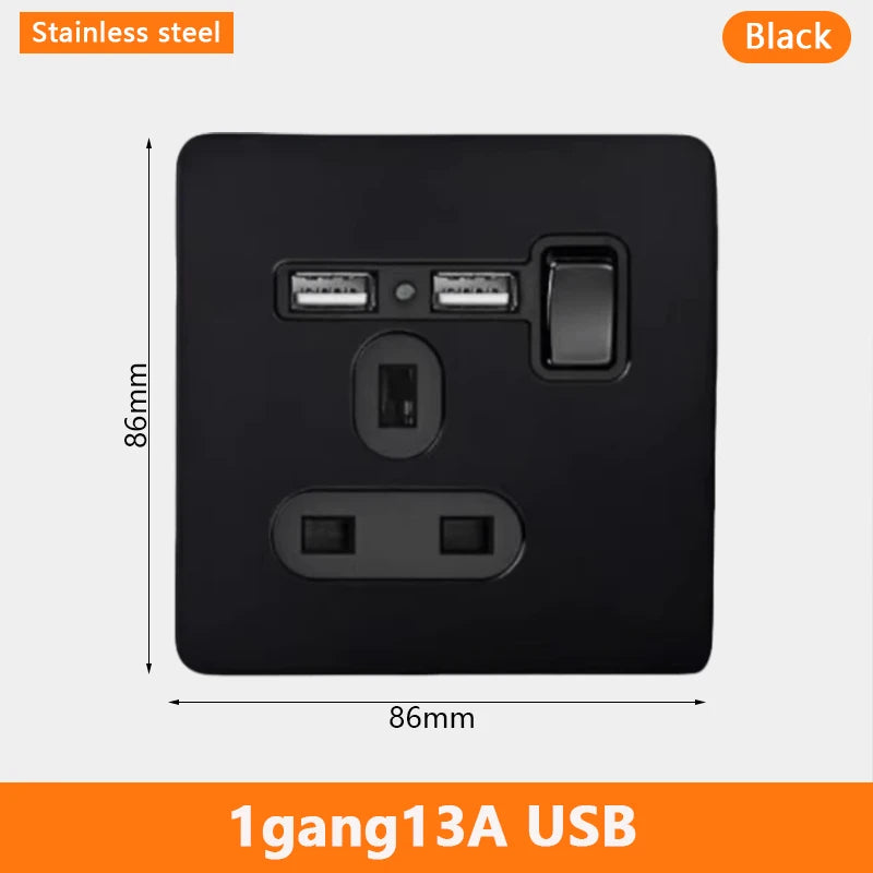 Eu Black Retro Toggle Wall Light Switch belt. Antique Switch socket with USB charging. 220V1gang2way Speed control switch