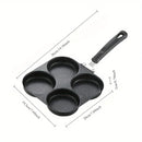 1PC Non-Stick Frying Pan 4 Cup Cast Iron Egg Pan Divided Baking Pan With Wooden Handle Omelette Pan For Eggs Steak And Burgers