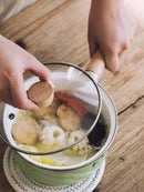 Wood single handle glass cover porcelain enamel baby food noodle soup milk stew pot Japanese small cooking stewpan thicken