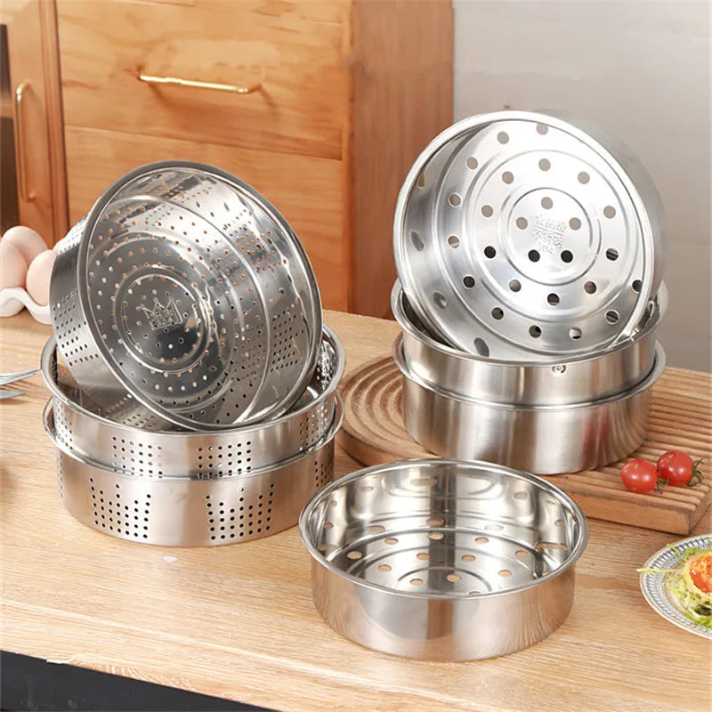 Thick 304 Stainless Steel Food Steamer with Double Handle Rice Cooker Dumplings Steaming Rack Grid Kitchen Cooking Utensils