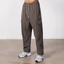 2024 new men's casual slacks Korean version of the trend with pants summer thin drop feeling wide-legged cargo pants