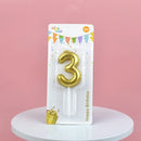 1Pc Festive Party Supplies Birthday Candles Digital Candle Cake Topper Gold Balloon Design Number 0-9 for Baking Dessert