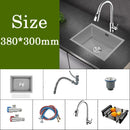 Small Gray Kitchen Sink Above Counter or Undermount 304 Stainless Steel Single Bowl Washing Basin Drain Accessories for Kitchen